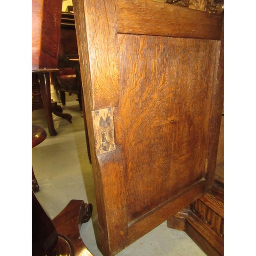 1522 - Fine oak twin pedestal partner's desk, the shaped red tooled leather inset top above shallow frieze ... 