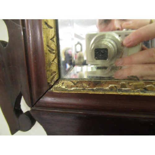 1450 - 18th Century mahogany and gilt moulded fretwork wall mirror