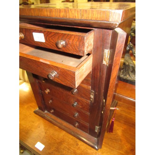 1538 - 19th Century rosewood Wellington type table top seven drawer collectors cabinet