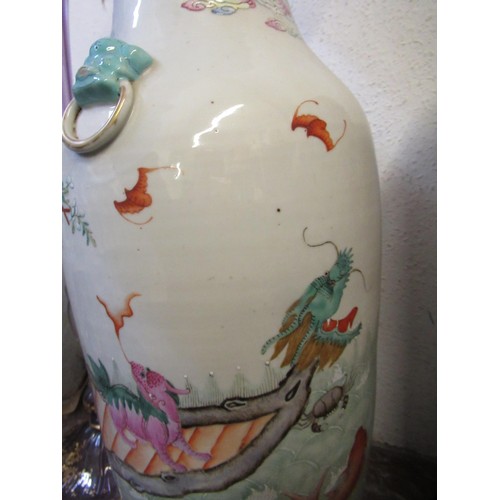 298 - Large 19th Century Chinese famille rose baluster form vase decorated with a continuous scene of figu... 