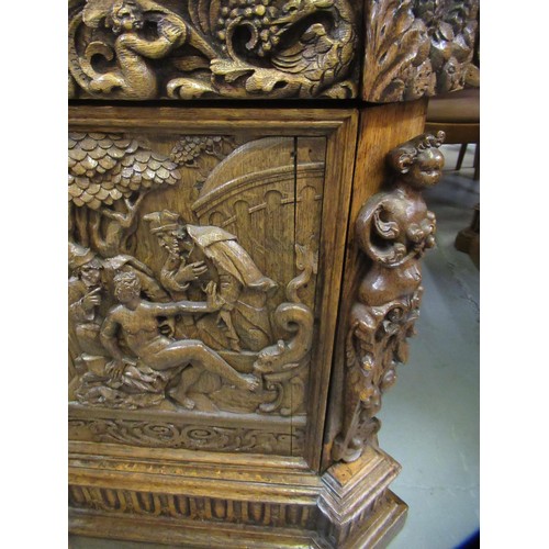 1522 - Fine oak twin pedestal partner's desk, the shaped red tooled leather inset top above shallow frieze ... 