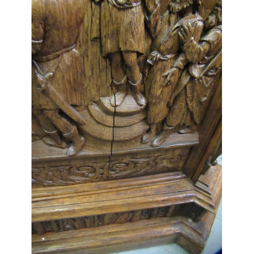 1522 - Fine oak twin pedestal partner's desk, the shaped red tooled leather inset top above shallow frieze ... 