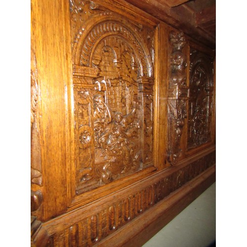 1522 - Fine oak twin pedestal partner's desk, the shaped red tooled leather inset top above shallow frieze ... 