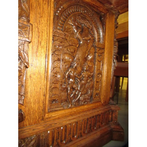 1522 - Fine oak twin pedestal partner's desk, the shaped red tooled leather inset top above shallow frieze ... 