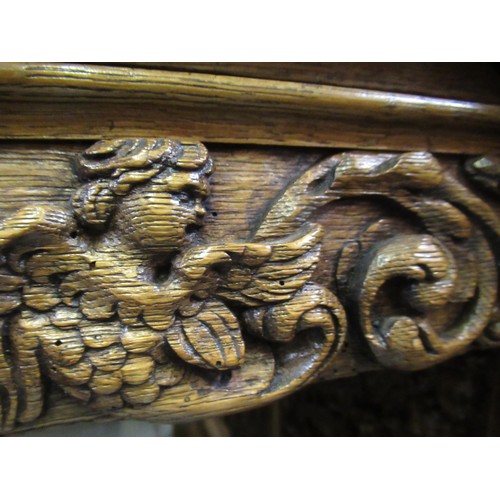 1522 - Fine oak twin pedestal partner's desk, the shaped red tooled leather inset top above shallow frieze ... 