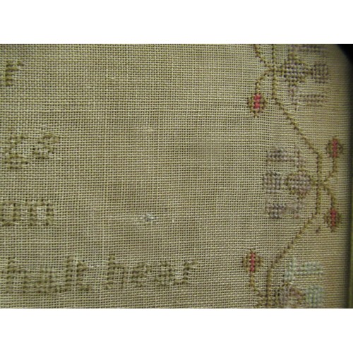 21 - 19th Century maplewood framed sampler, worked by Martha Gascoyn 1856, 58 x 42cm