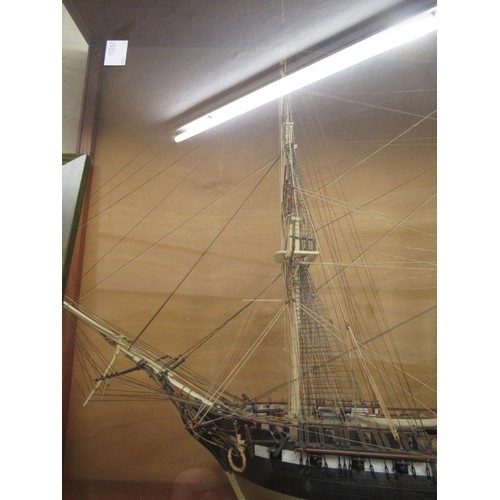 173 - Modern hand built model of the USS Constitution in a glazed display case, 72 x 90cm x 34cm deep, tog... 