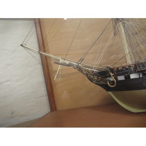 173 - Modern hand built model of the USS Constitution in a glazed display case, 72 x 90cm x 34cm deep, tog... 