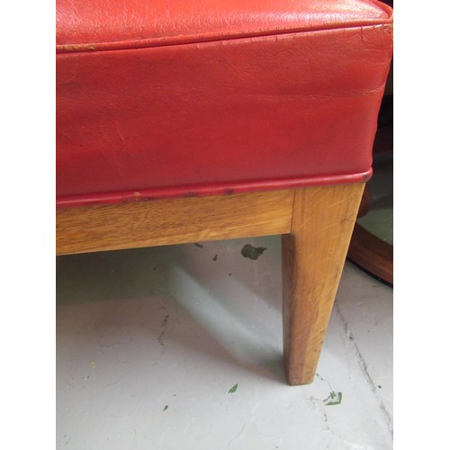 1500 - 20th Century high back red leather upholstered Judges chair with ER cypher to top on oak square tape... 