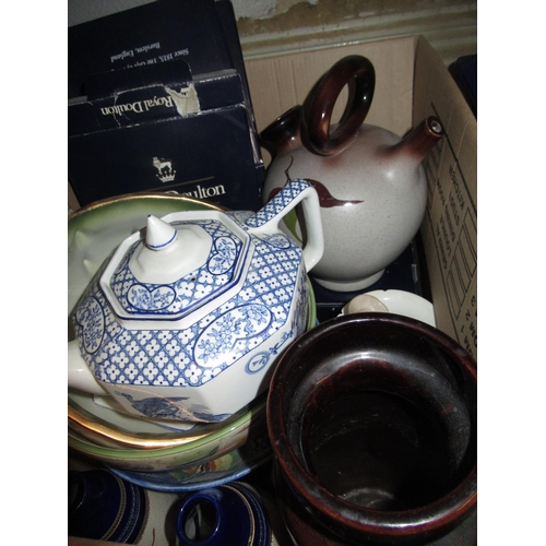 406 - Miscellaneous quantity of porcelain, including a German vase, boxed Royal Doulton teaware and micell... 