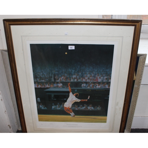 721 - Terence J. Gilbert, artist signed Limited Edition coloured lithograph ' Stefan Edberg ', No. 43 of 2... 