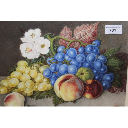 731 - Pair of early to mid 20th Century watercolours, still life of fruit and flowers, unsigned, 26 x 33cm... 