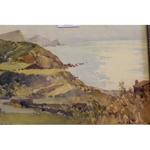 785 - Arnold Beauvais, watercolour, view of Crackington Haven (Devon), signed and inscribed, 20 x 28cm, fr... 