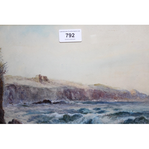 792 - Albert Pollitt, watercolour, coastal scene, 23 x 28cm, gilt framed