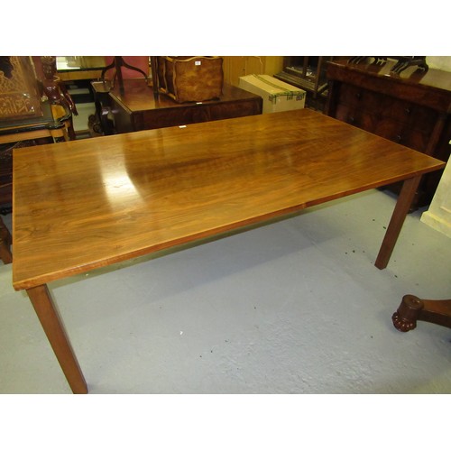 1498 - Gordon Russell Limited, walnut rectangular dining table with integral single leaf on square supports... 