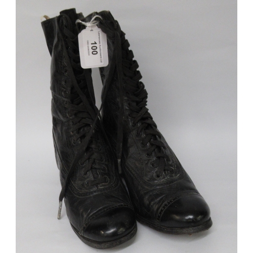 100 - Pair of Victorian black leather boots