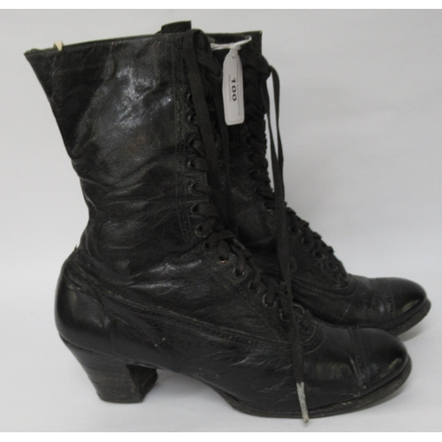 100 - Pair of Victorian black leather boots