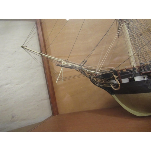 113 - Modern hand built model of the USS Constitution in a glazed display case, 72 x 90cm x 34cm deep, tog... 