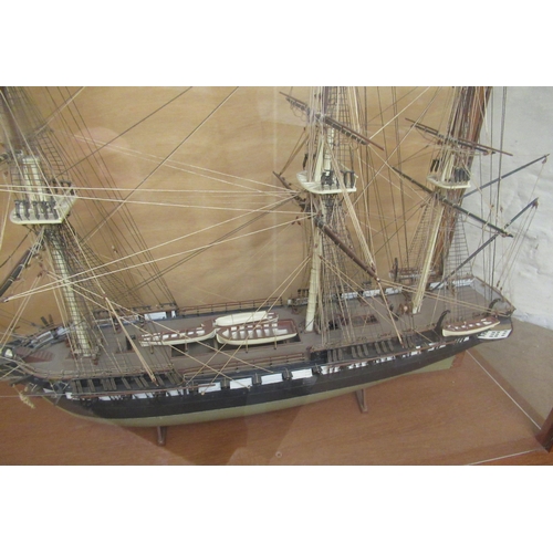 113 - Modern hand built model of the USS Constitution in a glazed display case, 72 x 90cm x 34cm deep, tog... 