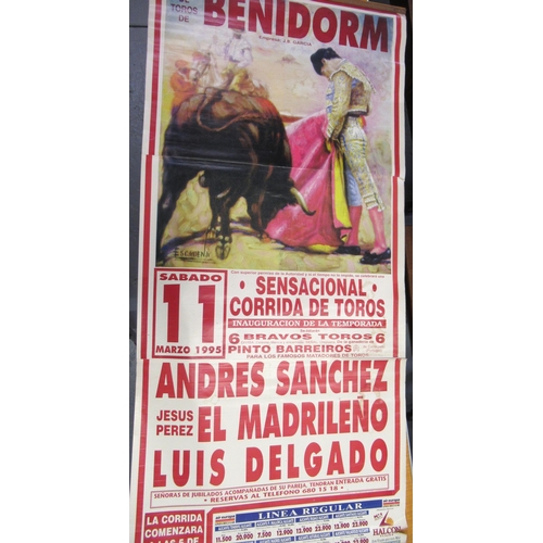 114 - Large Spanish bull fight advertising poster, circa 1960's (in three parts joined), 190 x 90cm approx... 