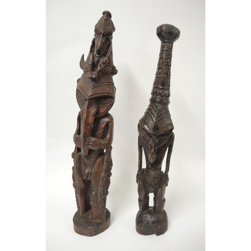 121 - Two Papua New Guinea carved wooden Sepik ancestral figures