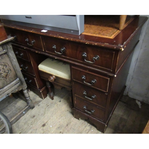 Reproduction mahogany twin pedestal desk with leather inset top and ...