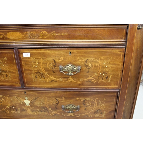 1966 - Edwards & Roberts, large fine quality Edwardian mahogany and marquetry inlaid wardrobe, the moulded ... 