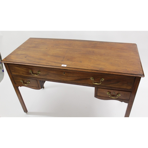 1967 - George III mahogany writing / dressing table, the moulded top above one long and two short drawers w... 