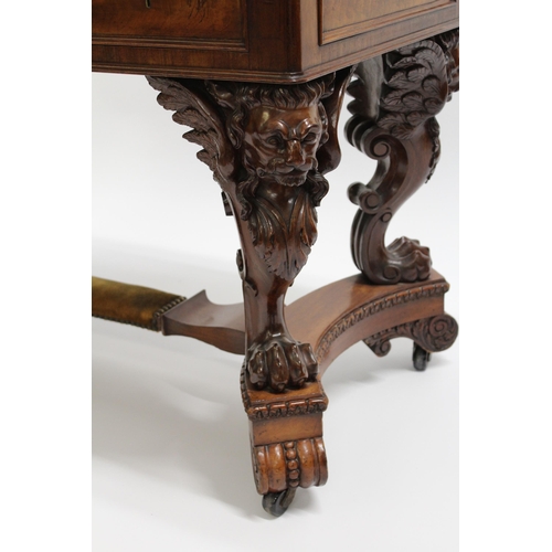 1968 - Fine quality Victorian figured mahogany writing table, the crossbanded and tooled leathered inset to... 