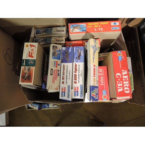 207 - Nine boxes containing a large quantity of unbuilt model aircraft kits including Frog, Airfix, Revell... 