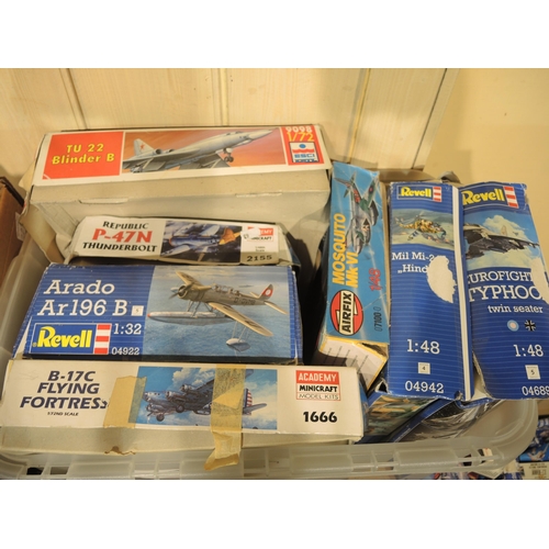 207 - Nine boxes containing a large quantity of unbuilt model aircraft kits including Frog, Airfix, Revell... 