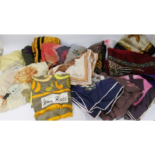 29 - Box containing a quantity of various silk scarves including Aquascutum of London with original tags ... 