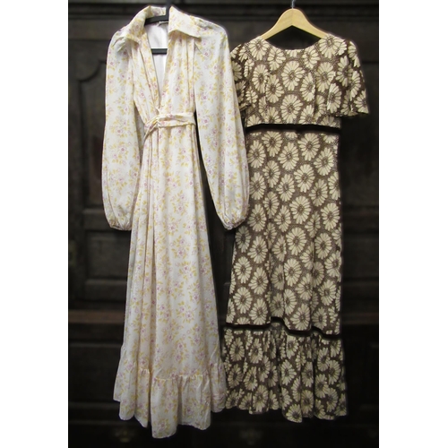 30A - 1970's David Silverman maxi dress, size 12 and a Donerica of Mayfair lacework maxi dress