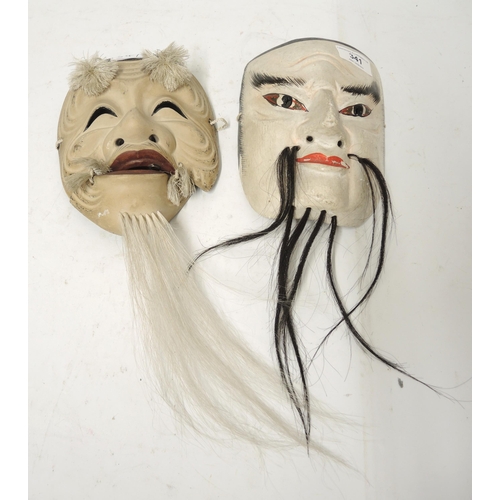 341 - Two Japanese carved painted wooden masks