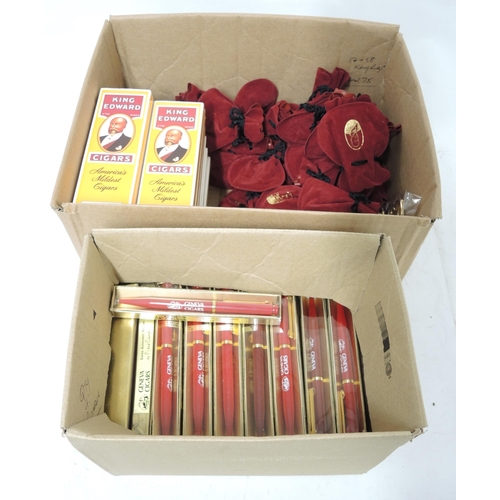 369 - Two boxes containing a quantity of various ' King Edward Cigars ' keyrings and a quantity of various... 