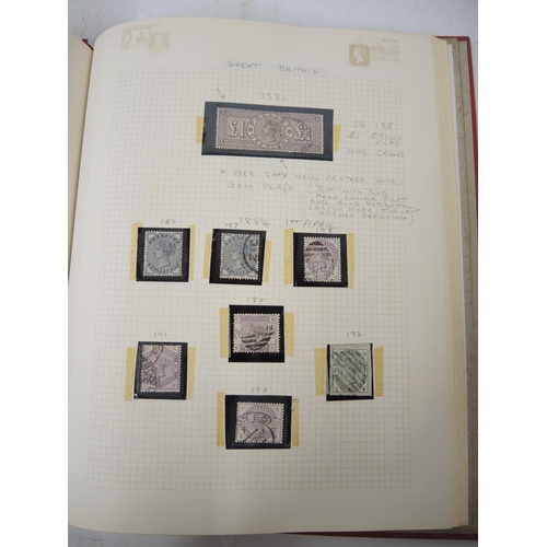 413 - Red Simplex album containing a collection of GB stamps, Queen Victoria to King George VI including t... 