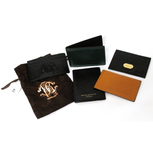 42 - Roberto Cavalli, leather card holder in original dust bag, together with four other various card hol... 