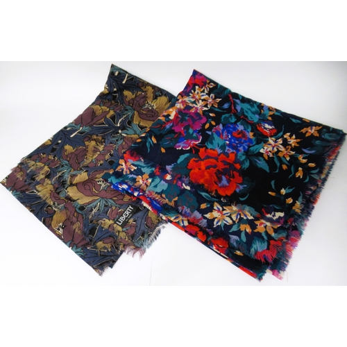 43 - Two wool floral scarves / pashminas by Liberty