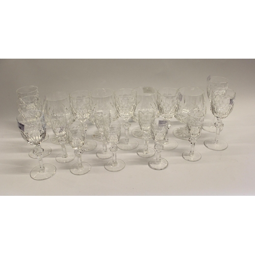 480 - Waterford Curraghmore, set of eight sherry glasses, 15cm high, together with a set of seven liqueur ... 