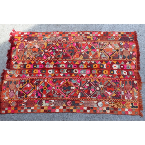 5 - Indian Numdah type twin panel polychrome rug, 220 x 146cm approximately