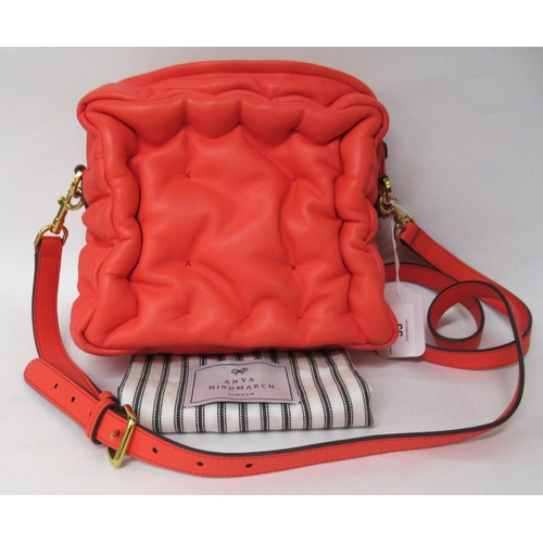 53 - Anya Hindmarch Chubby Cube orange lambskin leather crossbody bag with original dust bag