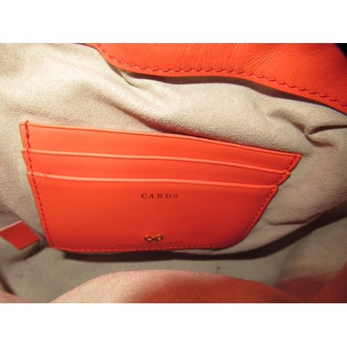 53 - Anya Hindmarch Chubby Cube orange lambskin leather crossbody bag with original dust bag