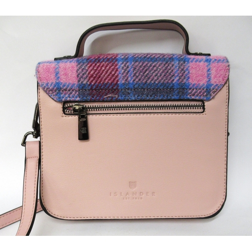 56 - Islander Carlton satchel with Harris tweed trim in pale pink