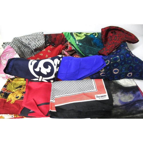 60 - Box containing a quantity of various scarves, mainly silk, including Jacqmar