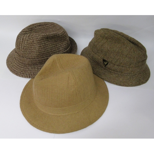 66 - Quantity of various gentleman's hats, including Barbour, Olney and Gillie