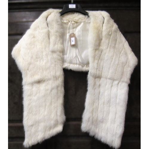 97 - White mink stole, together with three quarter length dark tan mink coat