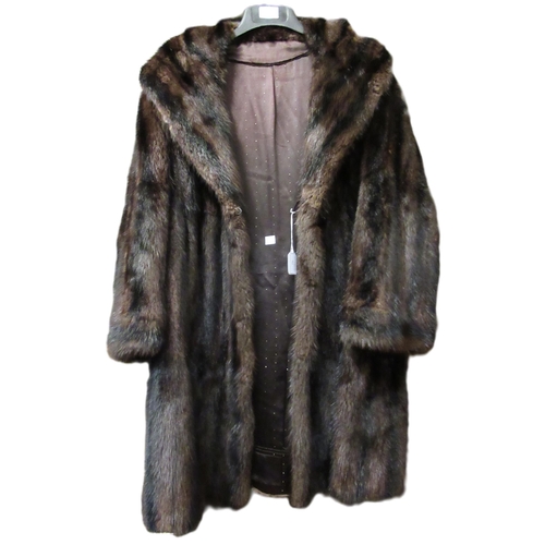 97 - White mink stole, together with three quarter length dark tan mink coat