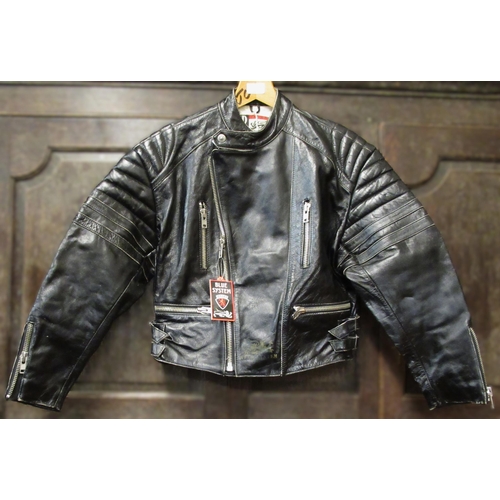 98 - Limited Edition Blue System Rock Gallery leather jacket, from a Limited Edition of 1001 Queen logo j... 