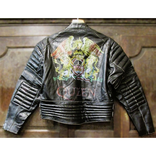 98 - Limited Edition Blue System Rock Gallery leather jacket, from a Limited Edition of 1001 Queen logo j... 