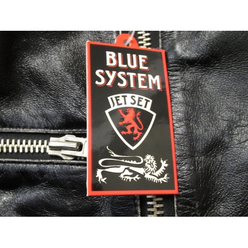 98 - Limited Edition Blue System Rock Gallery leather jacket, from a Limited Edition of 1001 Queen logo j... 